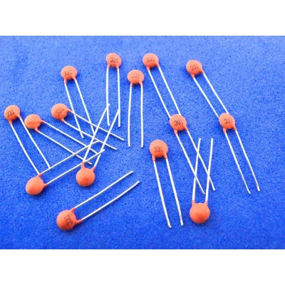 Picture of 25Pcs- 331 50V CERAMIC Capacitor Mini Ceramic Capacitor 330pF 50V 331 Ceramic Disc Capacitor Non-Polarized Through Hole 2 Pin Leads Connections Leg