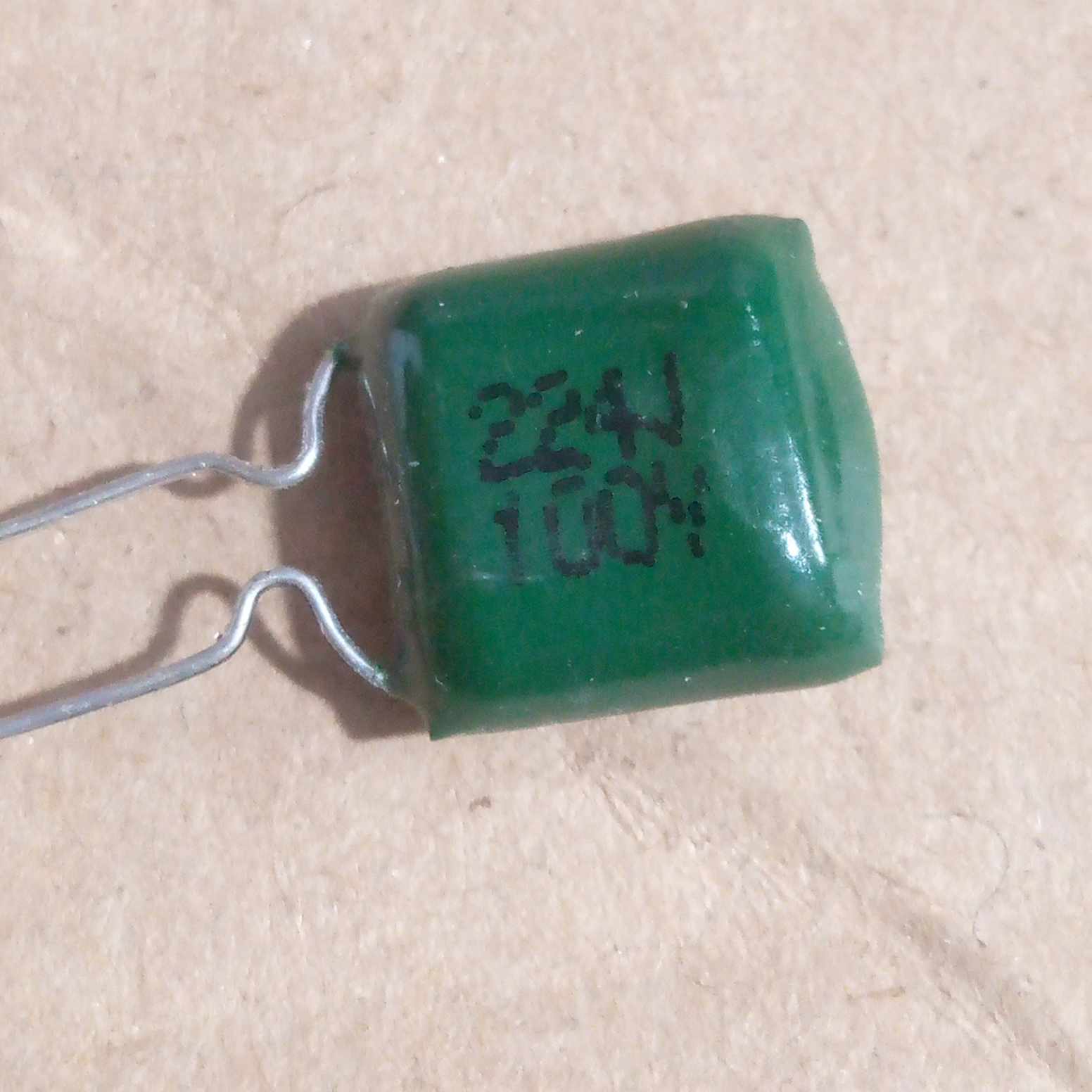 Picture of 25Pcs- MYLAR 224J 100V 220nF 0.22uF 220000pF Polyester Film Capacitor Metallized 220nF Polypropylene Capacitors 2 Pin Leads Terminals Leg