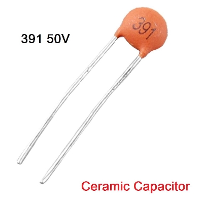 Picture of 25Pcs- 391 50V CERAMIC Capacitor Mini Ceramic Capacitor 390pF 50V 391 Ceramic Disc Capacitor Non-Polarized Through Hole 2 Pin Leads Connections Leg