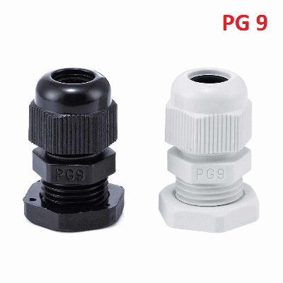 Picture of 2Pcs- PG9 PG-9 Waterproof Plastic Cables Gland Connector Joint 4-8mm Adjustable With Lock Nut Cables Glands Machine Control Box Distribution Panel