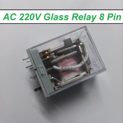 Picture of 220V Thin Pin AC 220V 8 Thin Pin 10A 250VAC Glass Relay LY2 LY2NJ JQX-13F AC 220V Coil Power Relay Electromagnetic Relay 8 Pins DPDT 2NO 2NC AC-220V Relay Switches 