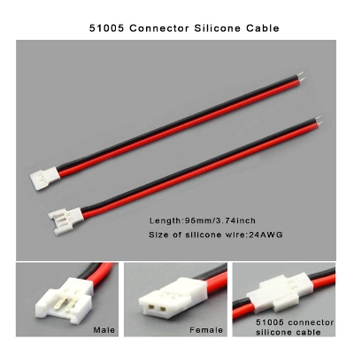 Picture of 51005 JST Connector 2 Pin Cables JST 51005 Male Female Connector Plug Socket 2.54mm Pitch With 80mm Cables For LED Strip 1S Battery