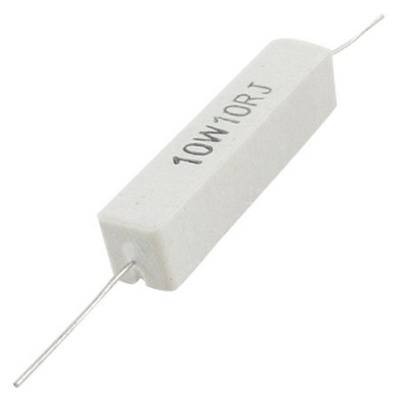 Picture of 2Pcs- 10Watt 10 Ohm WIREWOUND 10W 10 Ohm Ceramic Cement Power Wirewound Resistor 10 Ohm 10 Watt Wire Wound 2Pin Leads Fixed Cement Resistor 5% Tolerance