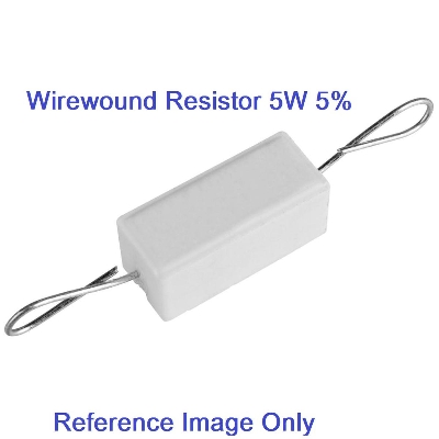 Picture of 5Pcs- 5Watt 100K Ohm WIREWOUND 5W 100K Ohm Ceramic Cement Power Wirewound Resistor 100K Ohm 5 Watt Wire Wound 2Pin Leads Fixed Cement Resistor 5% Tolerance