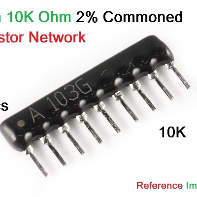 Picture of 3Pcs- A09-103 10K Resistor NETWORK 9 Pin Leads 10K Commoned Resistor 10K Ohm Tolerance ±2% Common Connected Network Array Resistor