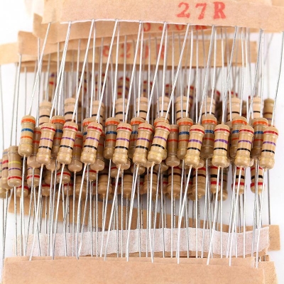 Picture of 50Pcs- 1/2 Watt 150 Ohm Resistor 1/2W 150 Ohm Carbon Film Resistor 150 Ohm Half Watt Resistance 0.5 Watt 5% Tolerance Fixed Resistors 2 Pin Leads