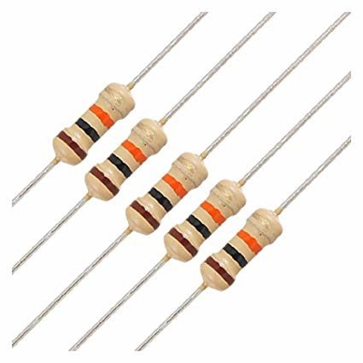 Picture of 50Pcs- 10K Ohm Resistor 5% 10K Ohm Carbon Film 10K Ohm Resistors 1/4W Resistance 0.25 Watt 5% Tolerance Fixed Resistors 2 Pin Leads
