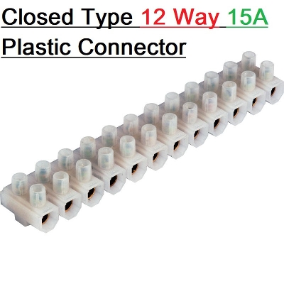 Picture of 15Amp 12 Way Electrical Cables Joint Terminals AC 220V 15A 12 Point Screws Terminal Connector PVC Plastic Barrier Terminal Block Strip For Cables Wire Joining