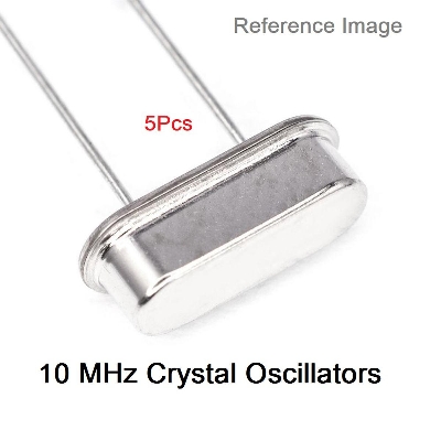Picture of 5Pcs- 10MHz Crystal Oscillators 10MHz Mini Passive Resonator 10MHz Inline Feet Passive Components 2 Pin Leads Connections Leg