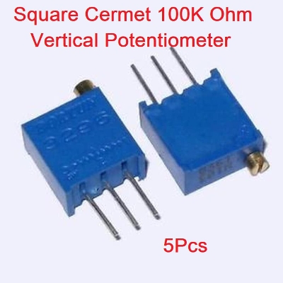 Picture of 3Pcs- 3296 104 Square Cermet 100K Ohm 104 1/2W Vertical Potentiometer Variable Resistors 3 Pin Leads 100K Ohm Trimpot Trimmer 25 Turn 3296 Adjustment Trim Pot Potentiometer