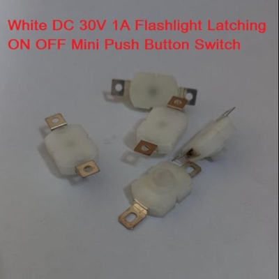 Picture of 5Pcs- WHITE COLOR DC 30V 1A Flashlight Latching ON OFF Mini Push Button Switch 17x12x9.5mm For Table Lamp Flashlight Button LED Torch Light DIY