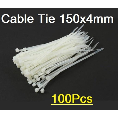 Picture of 100Pcs- CABLES TIES 6 Inch WHITE Cable Ties 6" Inch Smart Work 150x3mm Long 150mm Nylon Patch Wrap Cable Ties Nylon Plastic Zip Tie 