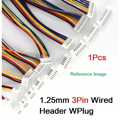 Picture of 1.25mm 3Pin Cables FEMALE Connectors Plug & Socket Micro JST 1.25mm 3 Pin Female PCB Header Connector With Cables Leads