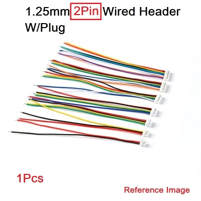 Picture of 1.25mm 2Pin Cables With FEMALE Connectors Plug & Socket Micro JST 1.25mm 2 Pin Female PCB Header Connector With Cables Leads