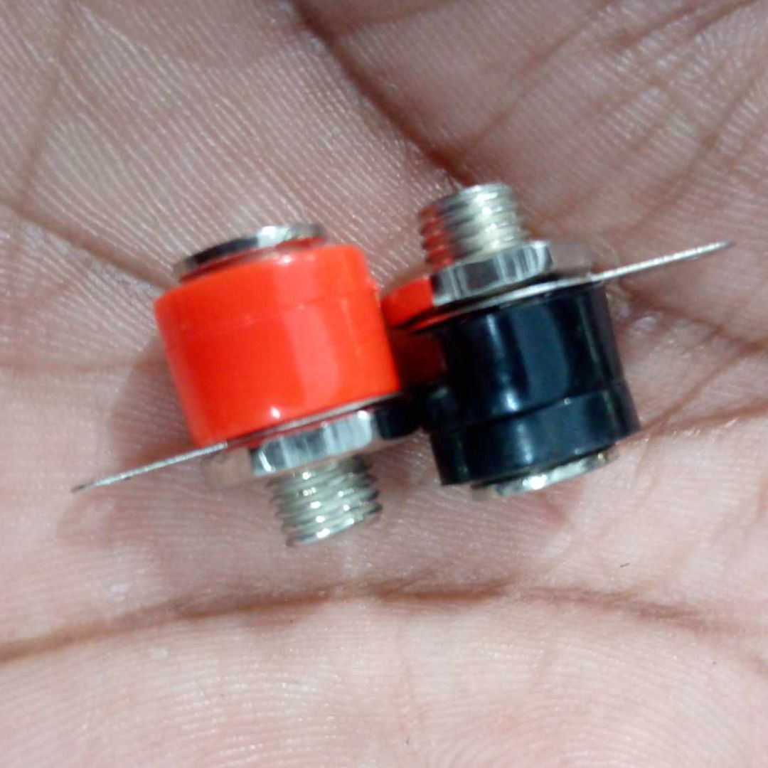 Picture of 2Pair- FEMALE Banana SOCKET 4mm Lantern Head RED & BLACK Socket Screw Terminal Cables Connector 4mm Female Banana Socket For Audio Speaker Jack