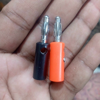 Picture of 1-Pair MALE Banana Plug 4mm Lantern Head RED & BLACK Jack Screw Terminal Cables Connector For Audio Speaker Jack