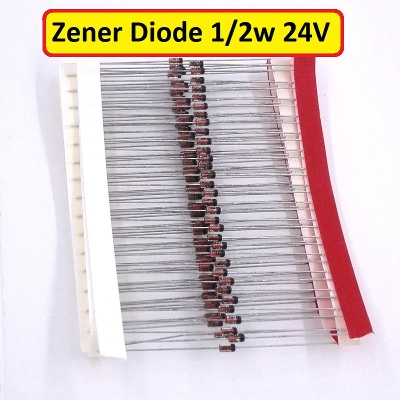 Picture of 25Pcs- 1/2Watt 24V ZENER DIODE 0.5W 1/2W 24V 1N4116 Through Hole Voltage Regulator Zener Diodes DO-35 DIP 2 Pin Leads Terminals Leg