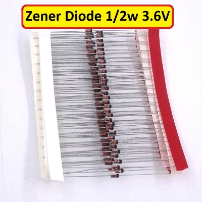 Picture of 25Pcs- 1/2Watt 3.6V ZENER DIODE 0.5W 1/2W 3.6V 1N5227 Through Hole Voltage Regulator Zener Diodes DO-35 DIP 2 Pin Leads Terminals Leg