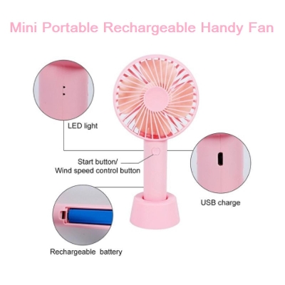 Picture of Mini HANDY FAN Portable Rechargeable Fan Pocket Size Micro USB Charger Port & Cables Mini Battery Desk Fans