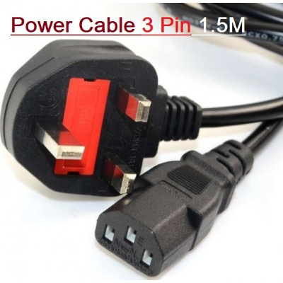 Picture of 3Pin POWER CABLES AC 220V 500W 3 Pin 1.5M Length Power Cord Cable With 13A Fuse Protection For Notebook Computer Desktop PC LCD Monitor Laptop Printer Power Cables - Multi Plug - Multi Plug