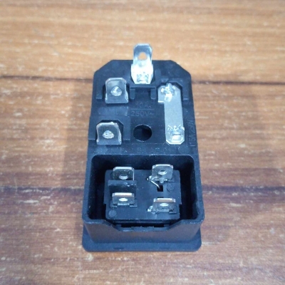 Picture of BK-AC-01 AC 250V 15A 3 Pin Terminal MALE Electrical Inlet Power Socket FUSE & Holder With RED Light Indicator ROCKER Switches For IPS UPS Stabilizer Amplifier