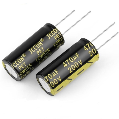 Picture of 470uF 200V RADIAL Electrolytic Capacitor 470uF 200V Radial Polarized Aluminum Electrolytic Capacitors 2 Pin Leads Connections Leg