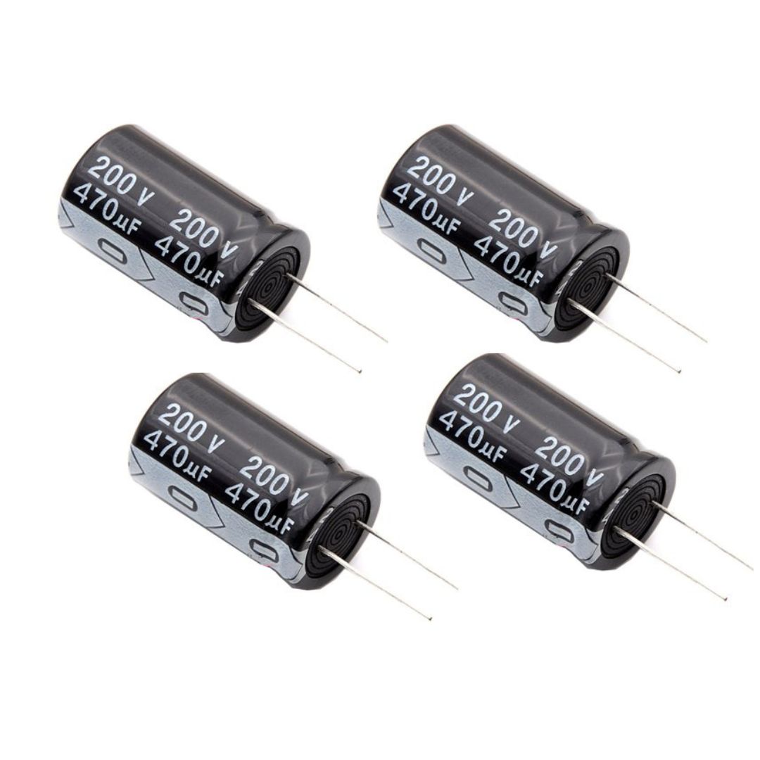 Picture of 470uF 200V RADIAL Electrolytic Capacitor 470uF 200V Radial Polarized Aluminum Electrolytic Capacitors 2 Pin Leads Connections Leg