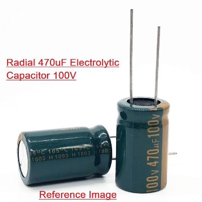 Picture of 3Pcs- 470uF 100V RADIAL Electrolytic Capacitor 470uF 100V Radial Polarized Aluminum Electrolytic Capacitors 2 Pin Leads Connections Leg