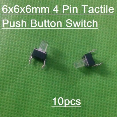 Picture of 10Pcs- TRANSPARENT Head Momentary 4Pin Tactile Tact Push Button Switch 4 Pin 6x6x6mm On Off PCB DIP Through Hole Touch Switches Momentary Push Button Switch