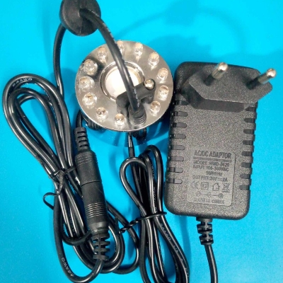 Picture of MIST MAKER Color Changing DC 24V 12 LED Mist Maker Fogger Water Fountain Pond Fog Atomizer Air Humidifier With Power Adapters For Pond Fish Aquarium Vase Fountains