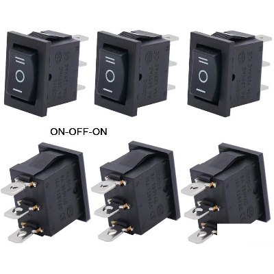 Picture of 2Pcs- 3 POSITIONS 6A 3Pin ROCKER Switch 6A 250V 3 Positions DPDT ON-OFF-ON 3 Pin BLACK Color Rocker Switches Car Auto Boat Power Rocker Switches