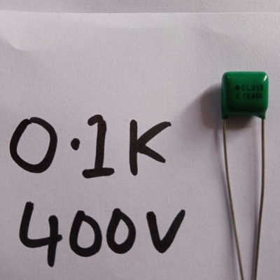 Picture of 10Pcs- METALLIZED 0.1K 104 400V GREEN Metallized 0.1K 104 400V Polypropylene Capacitor Mylar 100nF Polyester Film Capacitors 2 Pin Leads Terminals Connections Leg