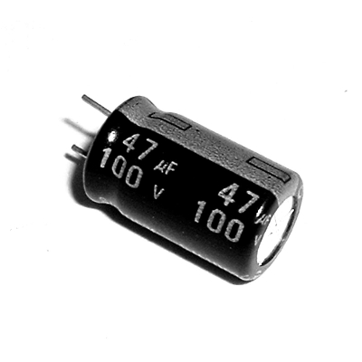 Picture of 5Pcs- 47uF 100V RADIAL Electrolytic Capacitor 47uF 100V Radial Polarized Aluminum Electrolytic Capacitors 2 Pin Leads Connections Leg