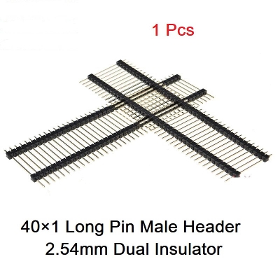 Picture of DUAL INSULATRO Long MALE 40×1 ROW Male Header Pin 40×1 Straight Pins Single Row 2.54mm Pitch Pin Male Header Connector Cables Strip