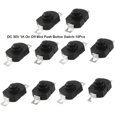 Picture of 10Pcs- BLACK Color DC 30V 1A Flashlight Latching ON OFF Mini Push Button Switch 17x12x9.5mm For Table Lamp Flashlight Button LED Torch Light Switches DIY