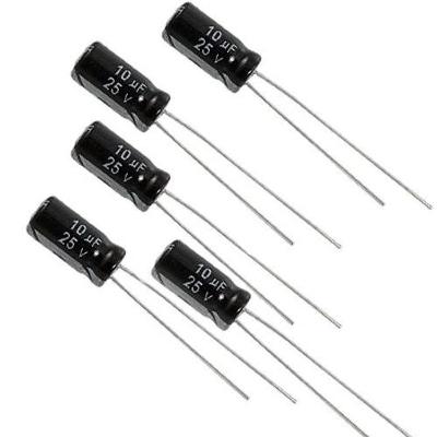 Picture of 20Pcs- 10uF 25V RADIAL Electrolytic Capacitor 10uF 25V Radial Polarized Aluminum Electrolytic Capacitors 2 Pin Leads Connections Leg