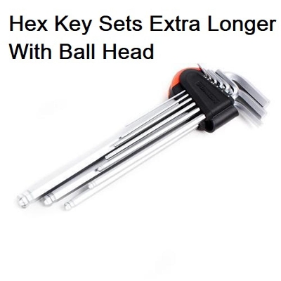 Picture of BALL HEAD END With 9Pcs Set Long Hex Key Wrench 9Pcs L-Shape 1.5-10mm Diameter Tools Sets Hexagonal Spanner Chrome Plated Satin Finish Screwdriver Hex