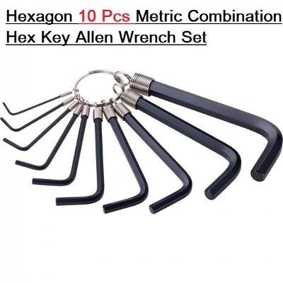 Picture of 10Pcs SET Keyring With Hexagon 10 Pcs Metric Combination Hex Key Allen Wrench Set 1mm To 10mm Keyring Hand Bicycle Repair Tools Sets
