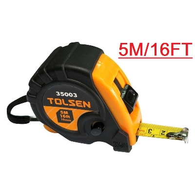 Picture of MEASURING TPE 5M 16FT 19mm 35003 Metric & Inch Blade PVC Cover Industrial Measure Tools Tape Pocket Locking Measuring Tape Belt Clip