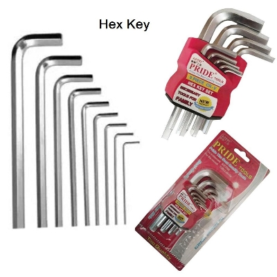 Picture of 9Pcs SET STEEL Long Hex Key Set Wrench 9Pcs L-Shape 1.5-10mm Diameter Tools Sets Hexagonal Spanner Satin Finish Screwdriver Hex Wrench 