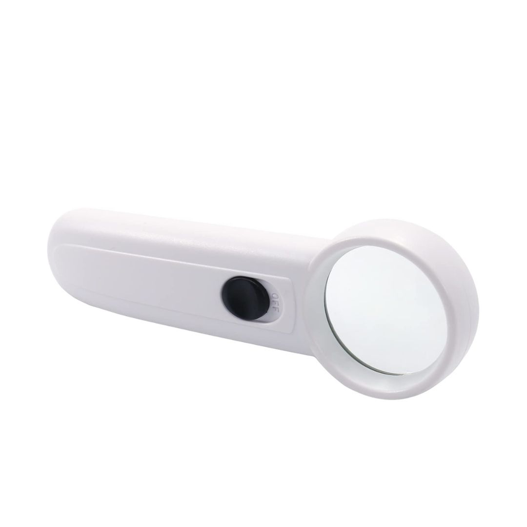 Picture of 37mm Diameter Handheld Magnifier Glass With 2 LED Flashlight For Jewelry Repair Tools Sets Reading Magnifying Glass Exclamation Mark Type