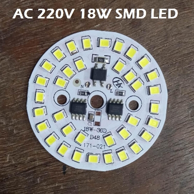 Picture of Medium Size 36 LED 18 Watt WHITE Color Ultra Bright White 18W Input AC 220V Integrated IC Driver SMD LED Board 18Watt Direct AC 220V LED