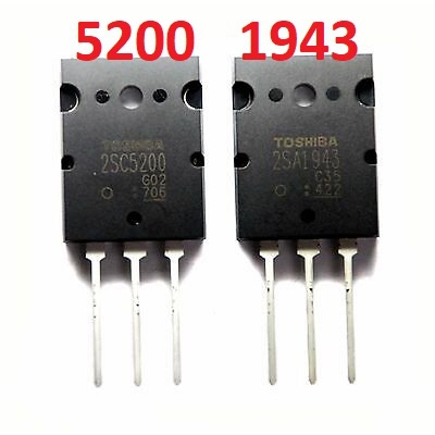 Picture of 1Pair- A CLASS 2SA1943 A1943 & 2SC5200 C5200 PNP & NPN Audio Power Amplifier Transistor 1943 & 5200 MOSFET IC TO-3P Package 3Pin Leads Chip
