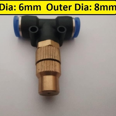 Picture of T-JOINT Tee Connecter Inner 6mm Outer 8mm 3 Way Side T Joint With Agricultural Spray Mist Spray Copper Single Nozzle Push Lock System Joint Pressure Washers