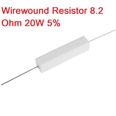 Picture of 2Pcs- 20Watt 8.2 Ohm WIREWOUND 20W 8.2 Ohm Ceramic Cement Power Wirewound Resistor 8.2 Ohm 20Watt Wire Wound 2Pin Leads Fixed Cement Resistor 5% Tolerance