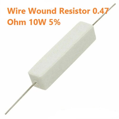 Picture of 3Pcs- 10Watt 0.47 Ohm WIREWOUND 10W 0.47 Ohm Ceramic Cement Power Wirewound Resistor 0.47 Ohm 10 Watt Wire Wound 2Pin Leads Fixed Cement Resistor 5% Tolerance