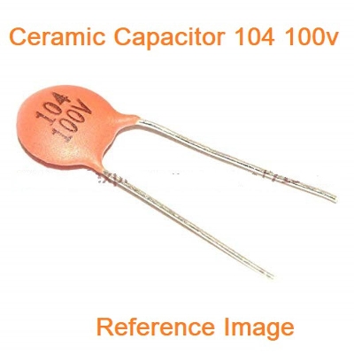 Picture of 25Pcs- 100V 104 CERAMIC Capacitor Mini Ceramic Capacitor 100nF 100V 104 Ceramic Disc Capacitor Non-Polarized Through Hole 2 Pin Leads Connections Leg