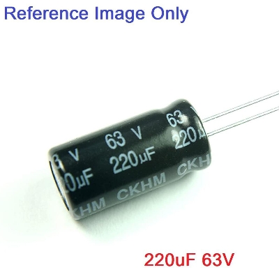 Picture of 5Pcs- 220uF 63V RADIAL Electrolytic Capacitor 220uF 63V Radial Polarized Aluminum Electrolytic Capacitors 2 Pin Leads Connections Leg
