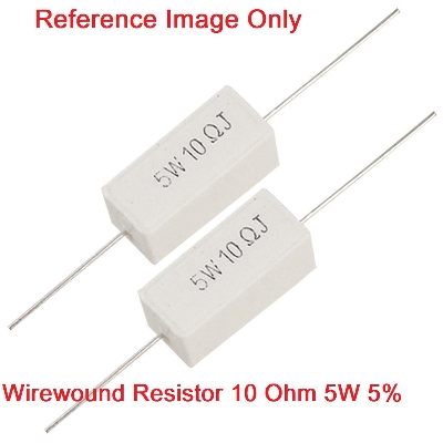Picture of 5Pcs- 5Watt 10 Ohm WIREWOUND 5W 10 Ohm Ceramic Cement Power Wirewound Resistor 10 Ohm 5Watt Wire Wound 2Pin Leads Fixed Cement Resistor 5% Tolerance
