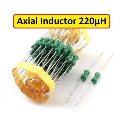 Picture of 10pcs Axial Inductor 220µH 0.5W Axial Lead Color Ring Conformal Fixed Inductors Axial Through Hole For Electronics Projects DIY